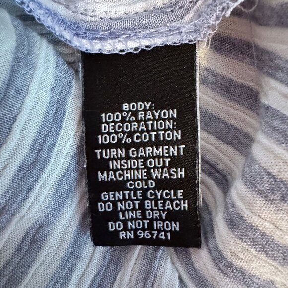 SIGNATURE STUDIO Plus  Blue White Embroidered Floral Stripe Boho Blouse Top 2X - Picture 6 of 8